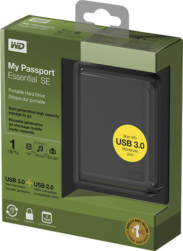 Western Digital® My Passport® Essential™ SE 750GB Portable Hard Drive-USB 3.0